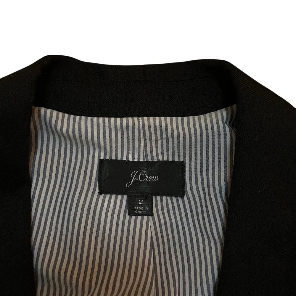 J.Crew Parke Wool Blazer Black Classic Tailored Workwear Jacket, size 2 - Picture 11 of 15